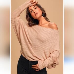 LULUS Basics Beige Thermal Long Sleeves top size S NWT
